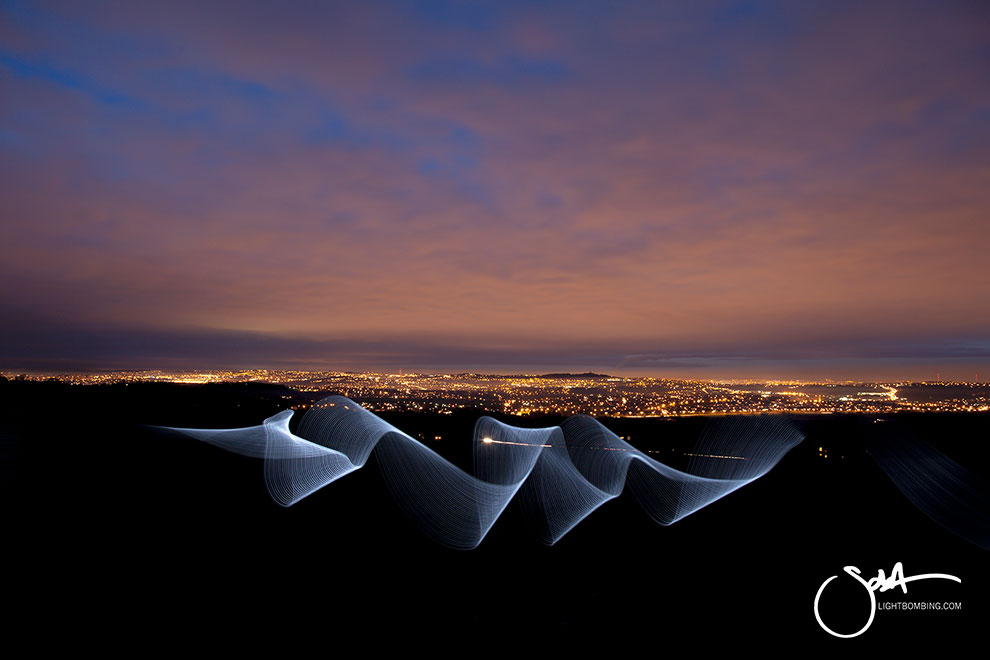 Clent Hills Light art by Sola Birmingham at night